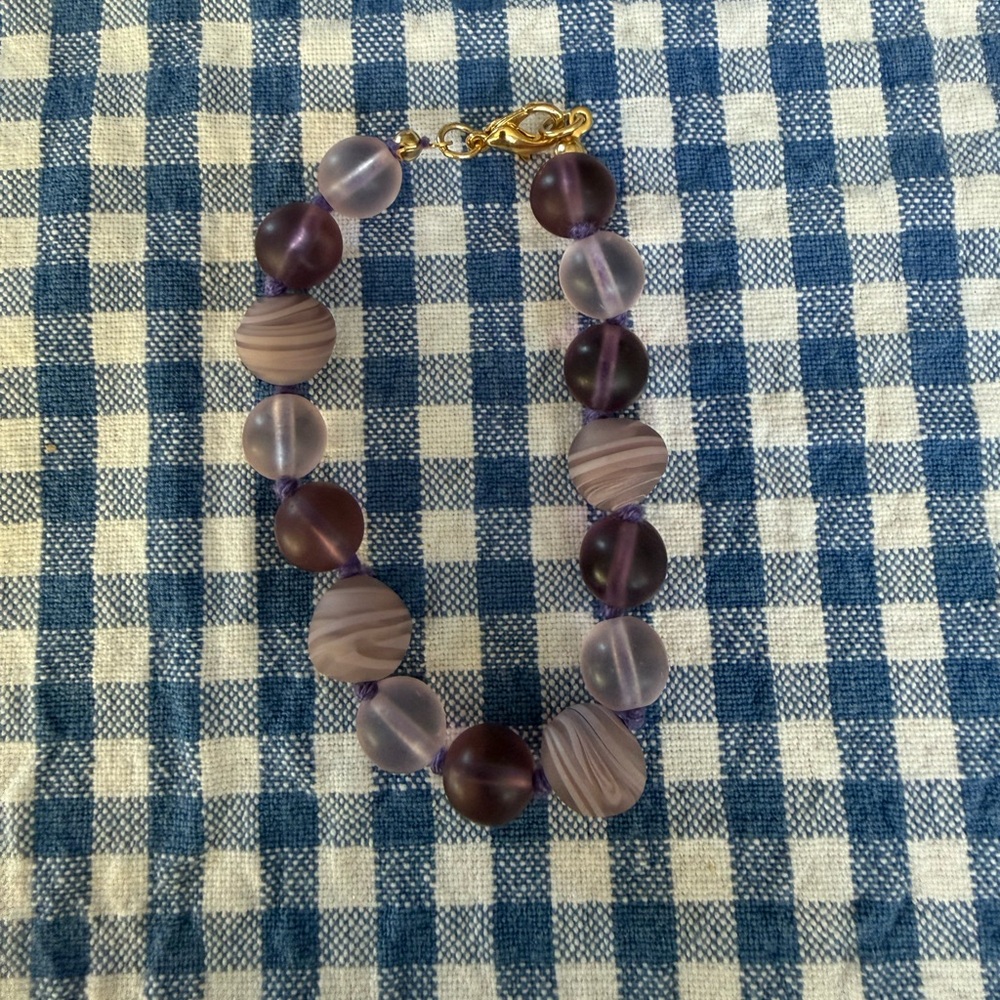 Elegant Purple lilac Beaded Bracelet 7”